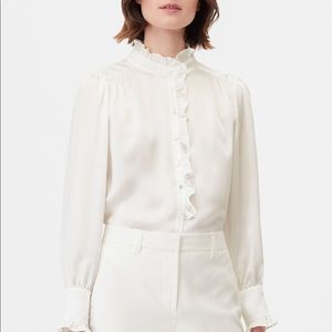 TAILORED by Rebecca Taylor SILK CHARMEUSE RUFFLE TOP w tags size 4